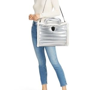 Silver Quilted Tote Bag